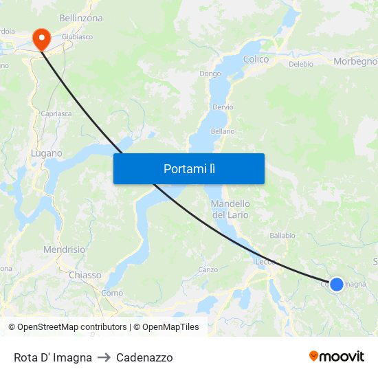 Rota D' Imagna to Cadenazzo map