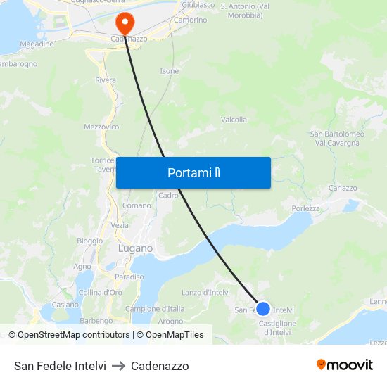 San Fedele Intelvi to Cadenazzo map