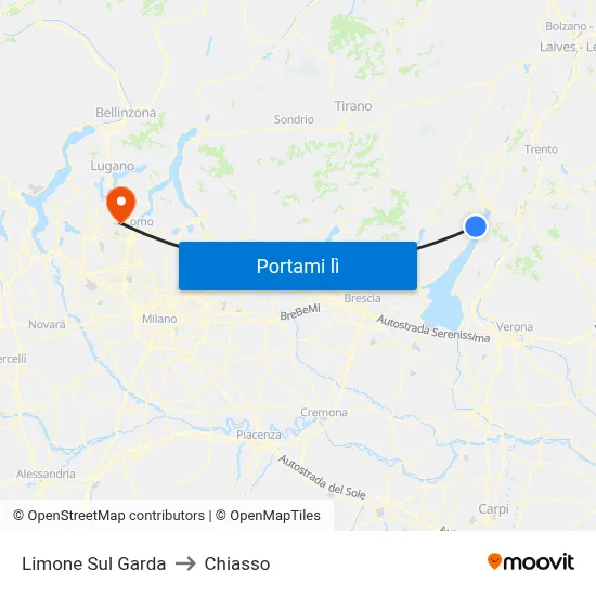 Limone Sul Garda to Chiasso map