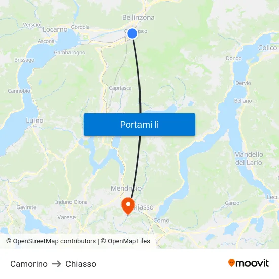Camorino to Chiasso map