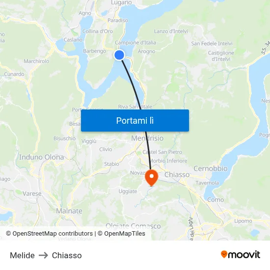 Melide to Chiasso map