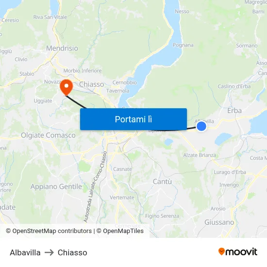 Albavilla to Chiasso map