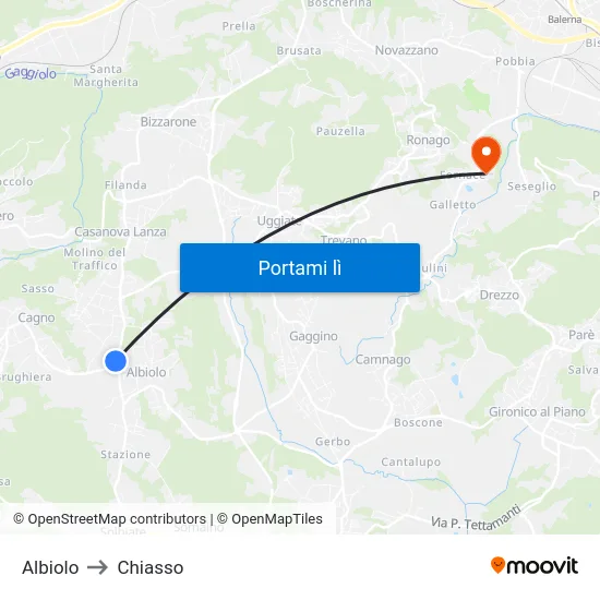 Albiolo to Chiasso map