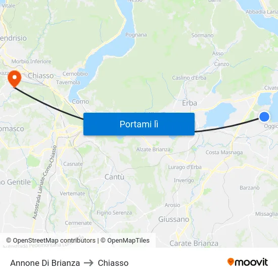 Annone Di Brianza to Chiasso map