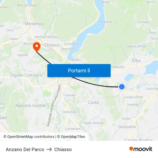 Anzano Del Parco to Chiasso map