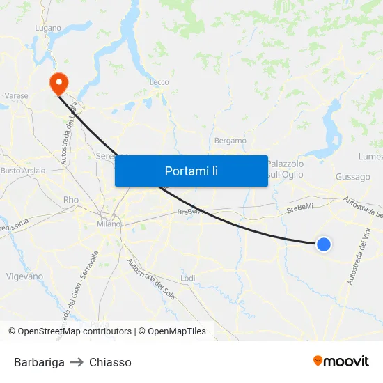 Barbariga to Chiasso map