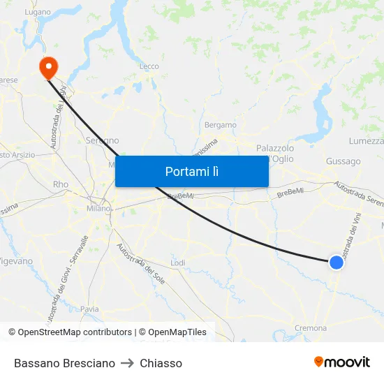 Bassano Bresciano to Chiasso map
