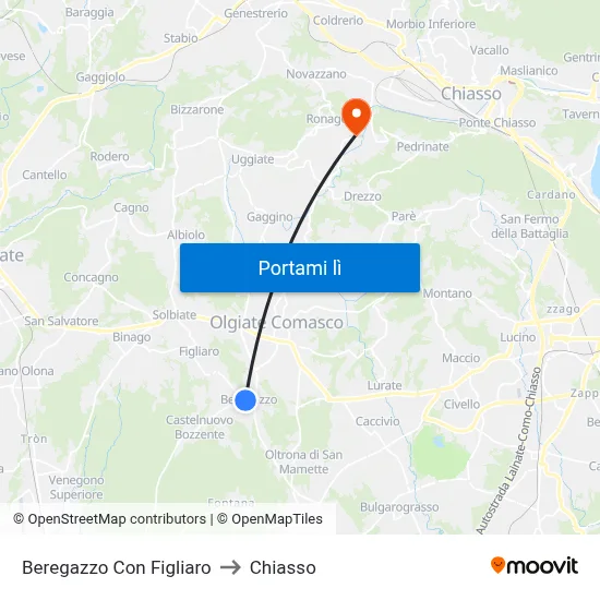 Beregazzo Con Figliaro to Chiasso map