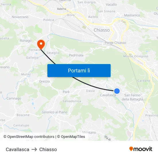 Cavallasca to Chiasso map