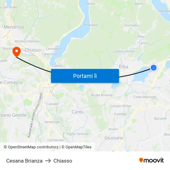 Cesana Brianza to Chiasso map