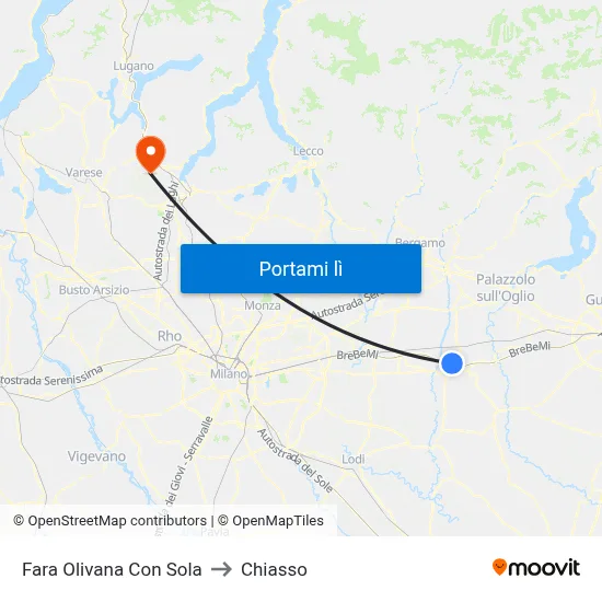 Fara Olivana Con Sola to Chiasso map