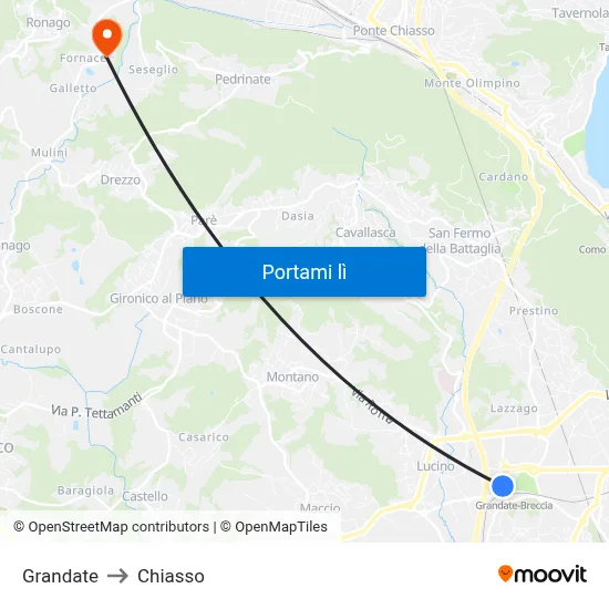 Grandate to Chiasso map