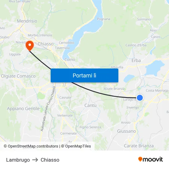 Lambrugo to Chiasso map