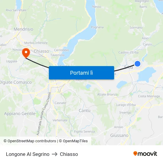 Longone Al Segrino to Chiasso map