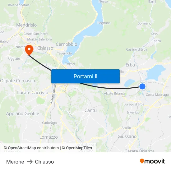 Merone to Chiasso map