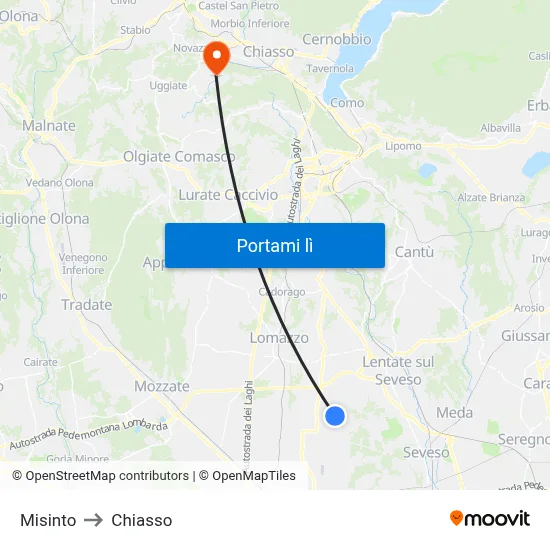 Misinto to Chiasso map