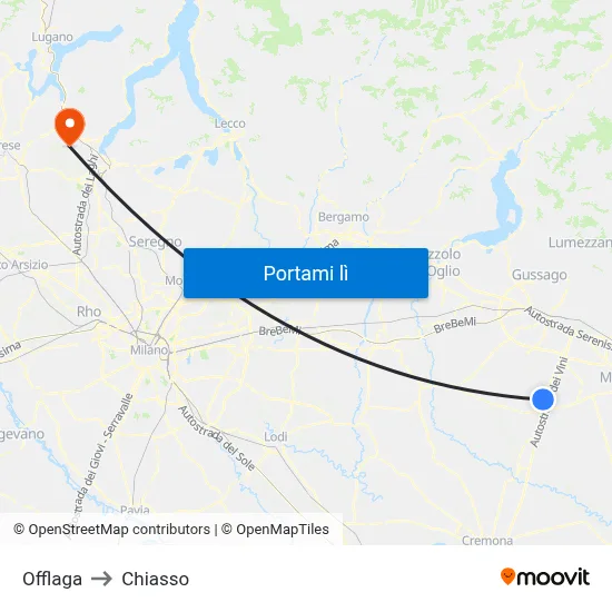 Offlaga to Chiasso map
