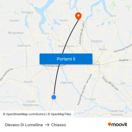 Olevano Di Lomellina to Chiasso map