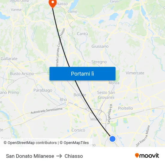 San Donato Milanese to Chiasso map