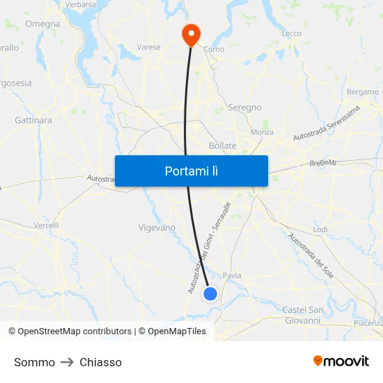 Sommo to Chiasso map