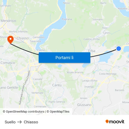 Suello to Chiasso map