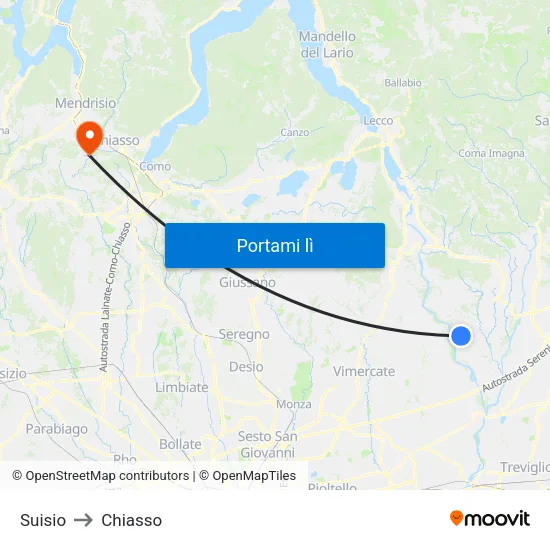 Suisio to Chiasso map