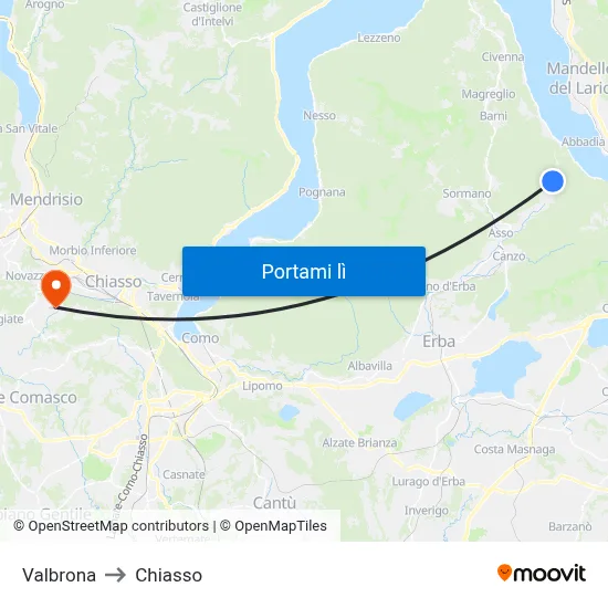 Valbrona to Chiasso map