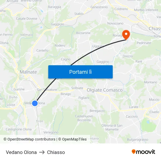 Vedano Olona to Chiasso map