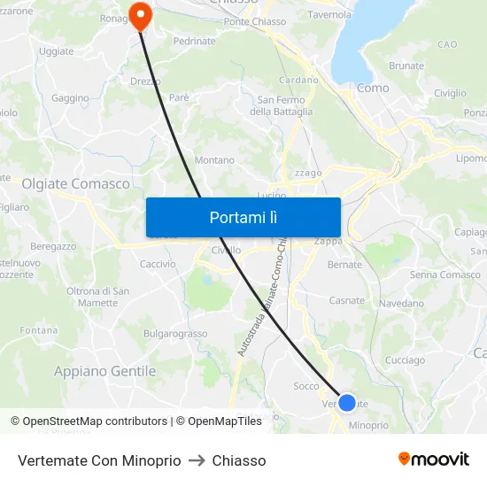 Vertemate Con Minoprio to Chiasso map
