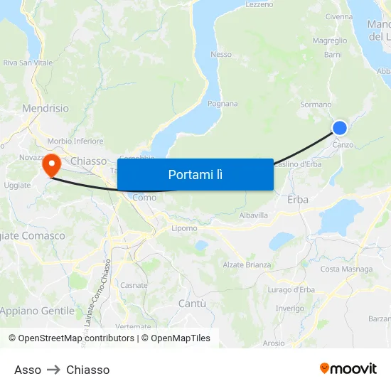 Asso to Chiasso map