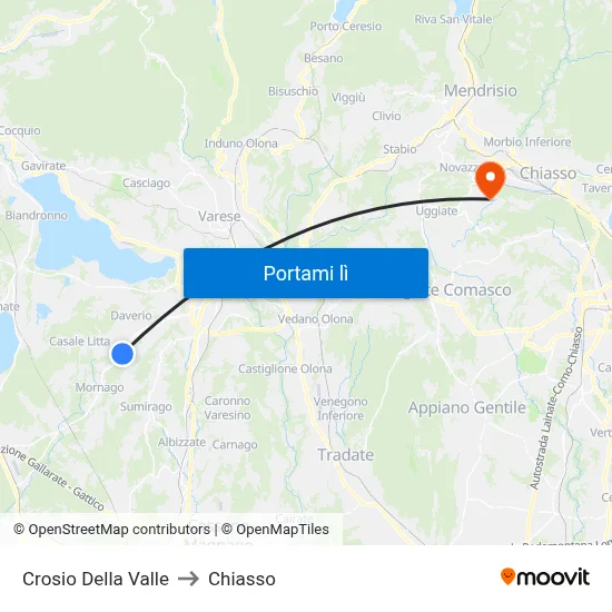 Crosio Della Valle to Chiasso map
