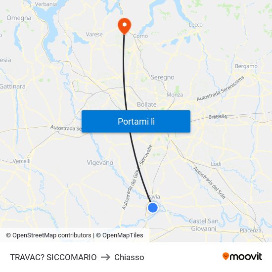 TRAVAC? SICCOMARIO to Chiasso map