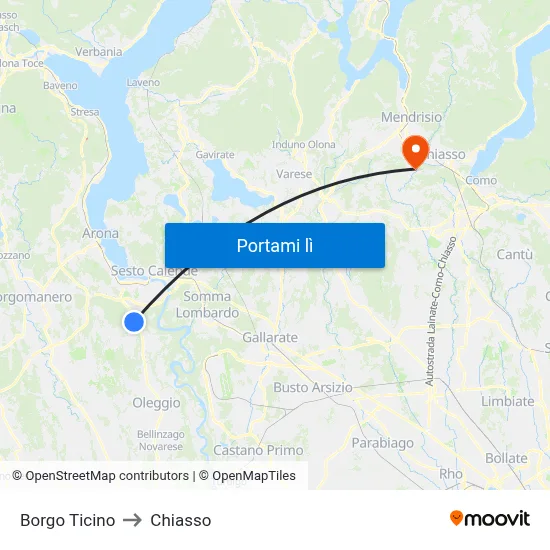 Borgo Ticino to Chiasso map