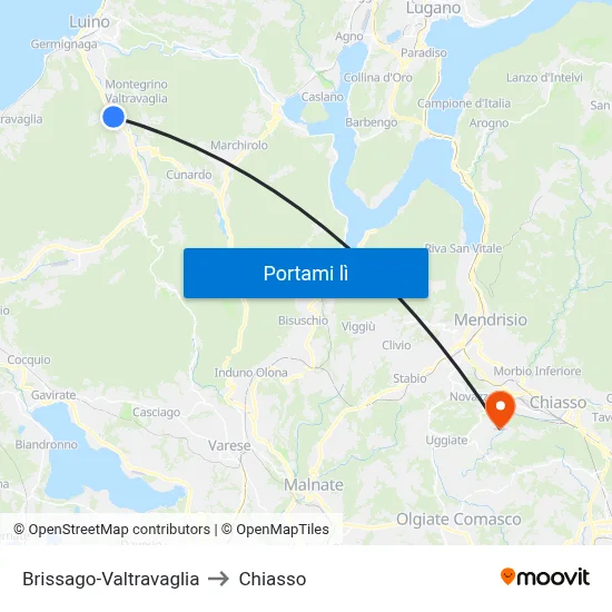 Brissago-Valtravaglia to Chiasso map