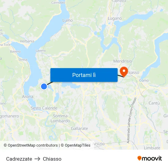 Cadrezzate to Chiasso map