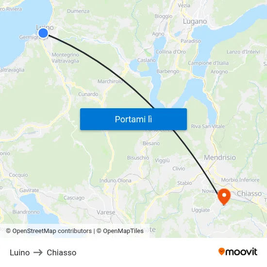 Luino to Chiasso map