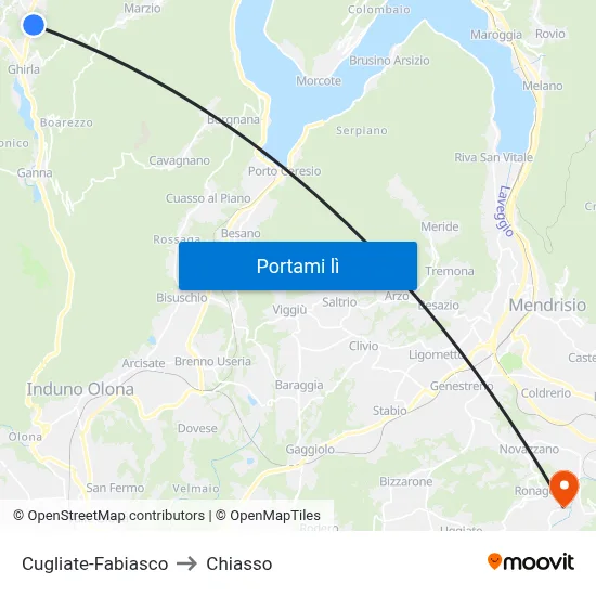 Cugliate-Fabiasco to Chiasso map