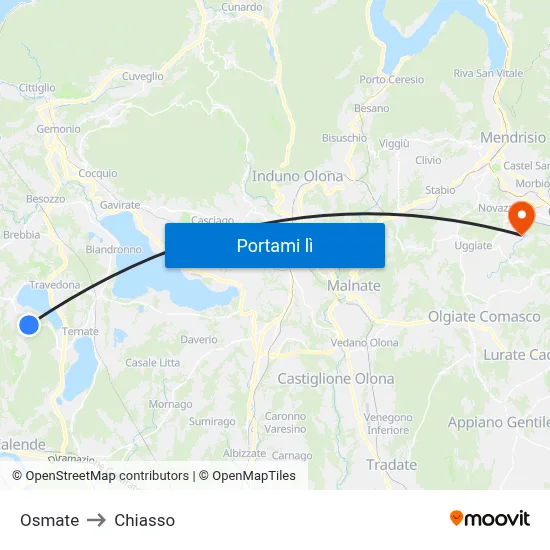 Osmate to Chiasso map