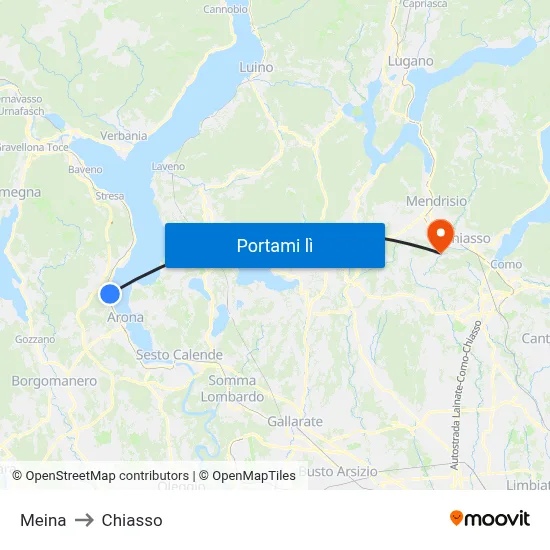 Meina to Chiasso map