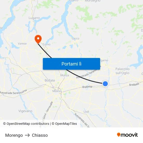 Morengo to Chiasso map