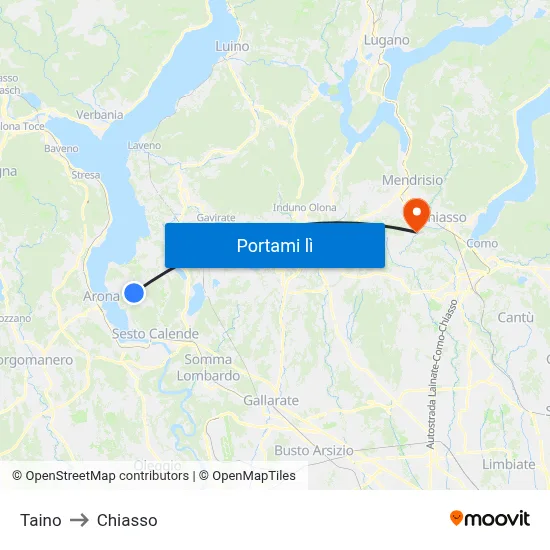 Taino to Chiasso map
