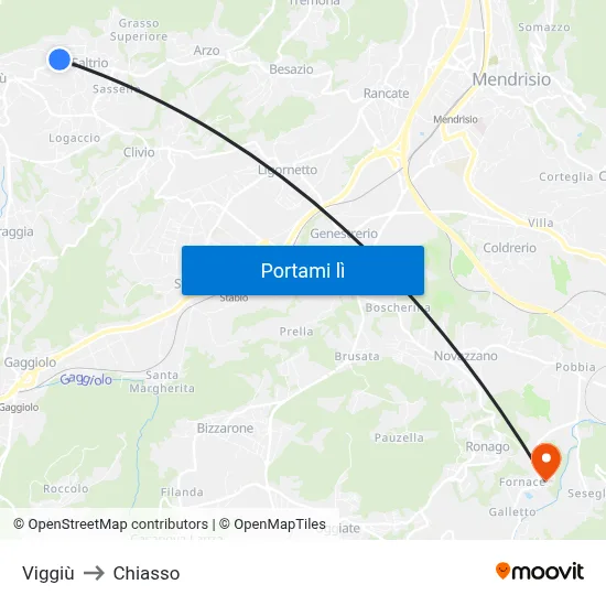 Viggiù to Chiasso map