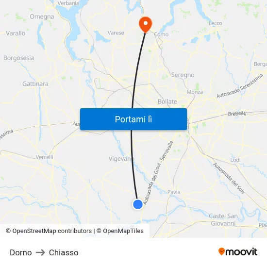 Dorno to Chiasso map