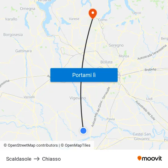 Scaldasole to Chiasso map
