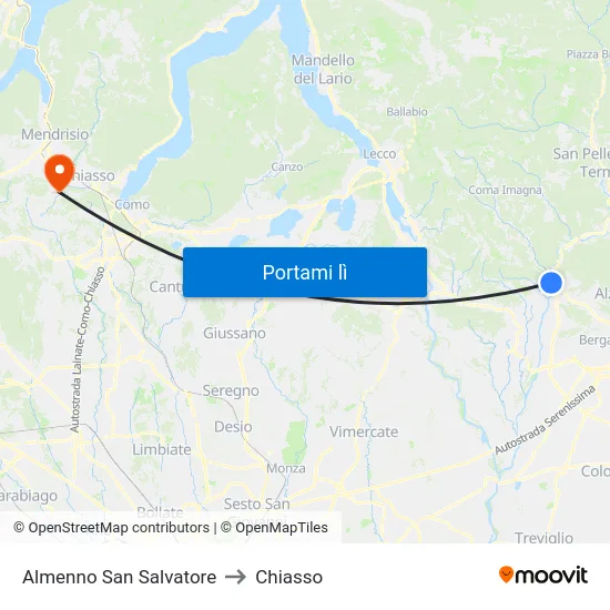 Almenno San Salvatore to Chiasso map