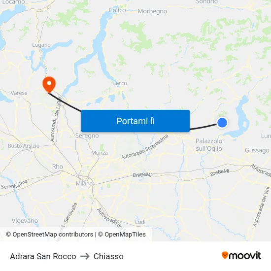 Adrara San Rocco to Chiasso map