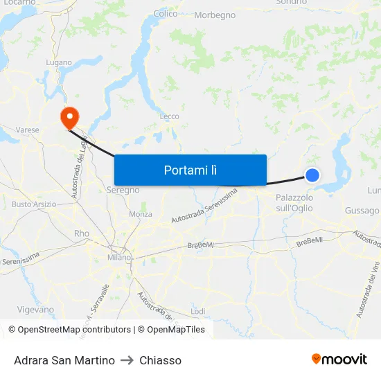 Adrara San Martino to Chiasso map