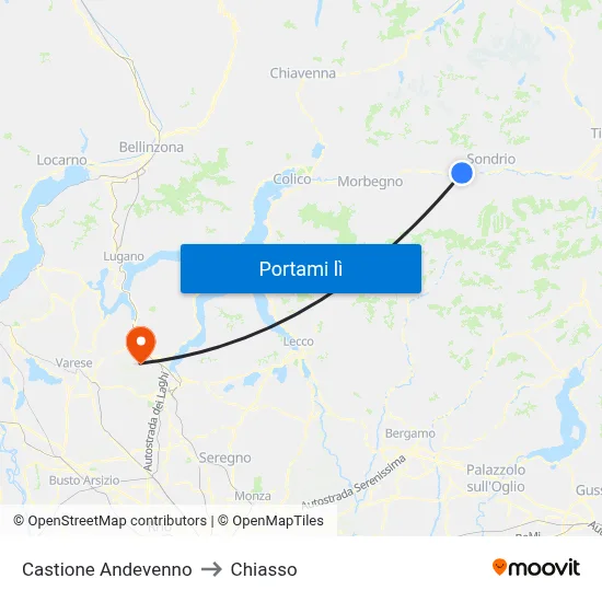 Castione Andevenno to Chiasso map