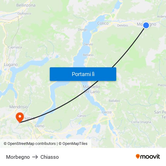 Morbegno to Chiasso map