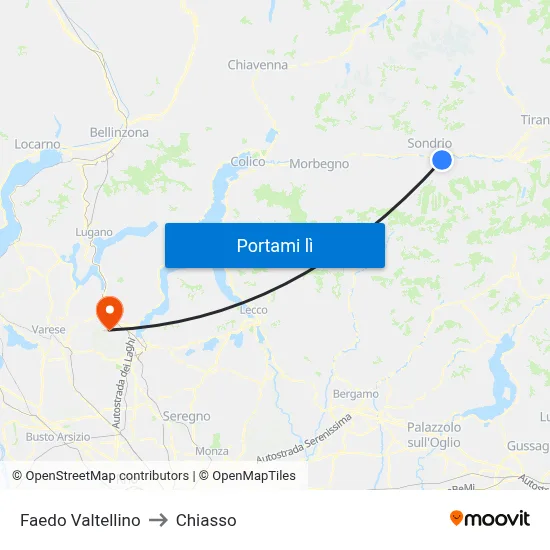 Faedo Valtellino to Chiasso map
